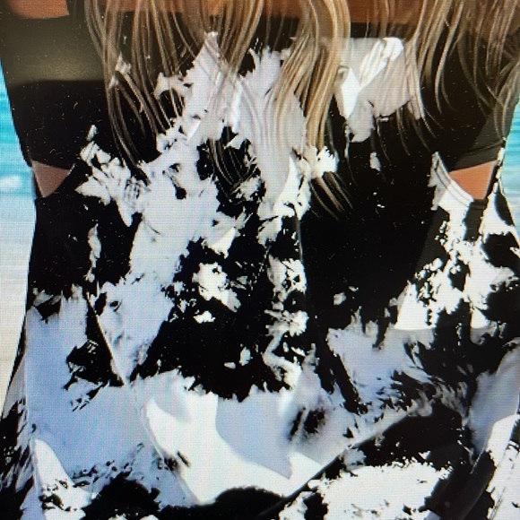 Women's Black White Tye Dye Tankini Swimsuit XL - Picture 3 of 9